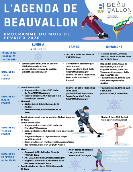 Agenda de Février - Beauvallon