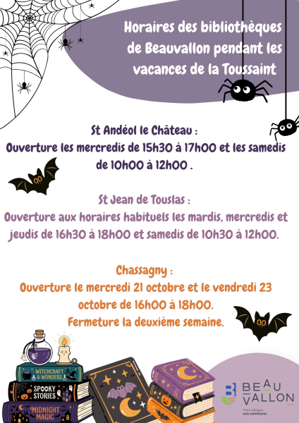 Horaires des Bibliothèques - Vacances