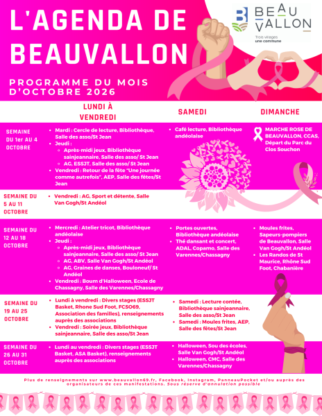 Agenda de Beauvallon - Octobre 2026