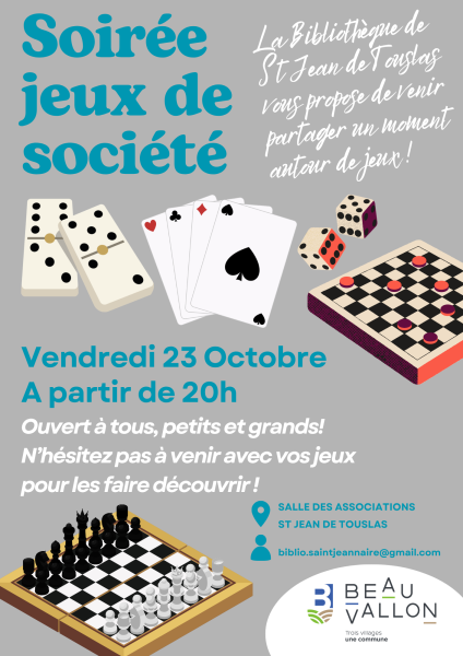 Soirée jeux - Bibliothèque St Jean